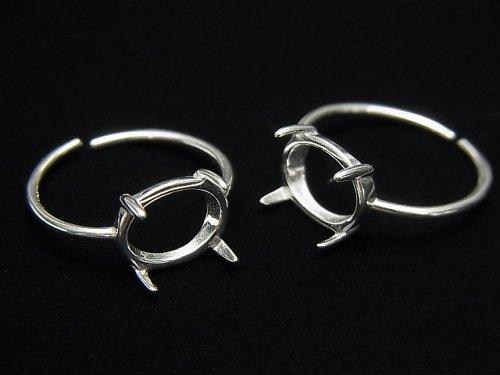 [Video] Silver925 Ring Frame (Prong Setting) Sideways Oval 10x8mm No coating Free size 1pc