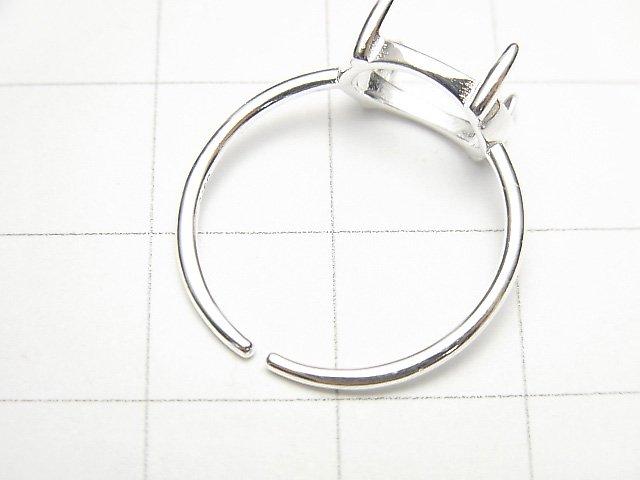 [Video] Silver925 Ring empty frame (claw clasp) Sideways Oval 10x8mm No coating Free size 1pc