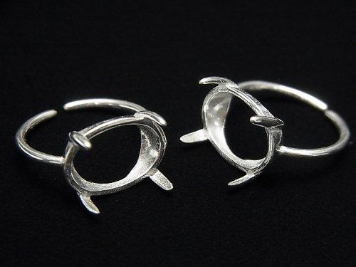 [Video] Silver925 Ring empty frame (claw clasp) Sideways Oval 14x10mm No coating Free size 1pc