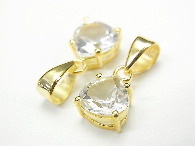 [Video] High Quality White Topaz AAA Chestnut Faceted Pendant 7x7mm 18KGP