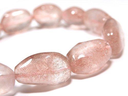 [Video] [One of a kind] Natural Strawberry Quartz AAA Nugget Bracelet NO.103