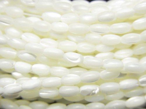 Mother of Pearl MOP White Rice 5x3x3mm 1strand beads (aprx.15inch / 37cm)