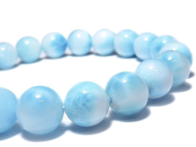 [Video] [One of a kind] High quality Larimar Pectolite AAA Round 9mm Bracelet NO.160
