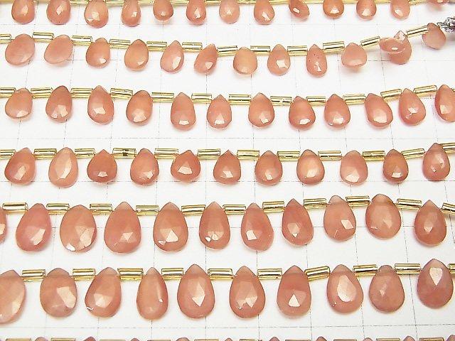 [Video] High Quality Peru Rhodochrosite AAA Pear shape Faceted Briolette 1strand beads (aprx.7inch / 18cm)