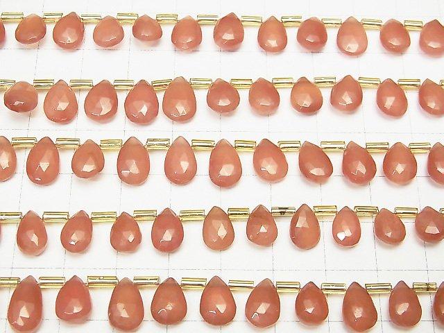 [Video] High Quality Peru Rhodochrosite AAA Pear shape Faceted Briolette half or 1strand beads (aprx.7inch / 18cm)