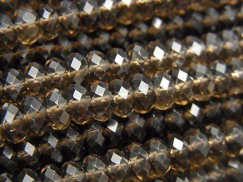 [Video] High Quality! Smoky Quartz AAA Faceted Button Roundel 6x6x3mm half or 1strand beads (aprx.15inch / 37cm)