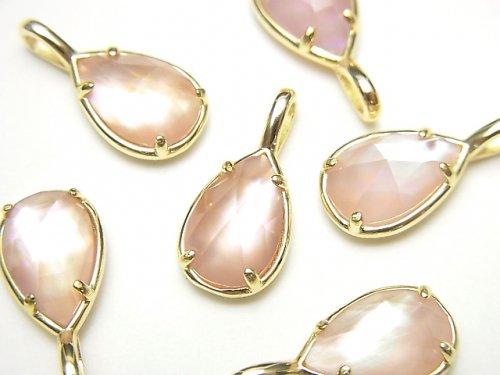 [Video] Pink Shell x Crystal AAA Bezel Setting Faceted Pear Shape 12x8mm 18KGP 1pc
