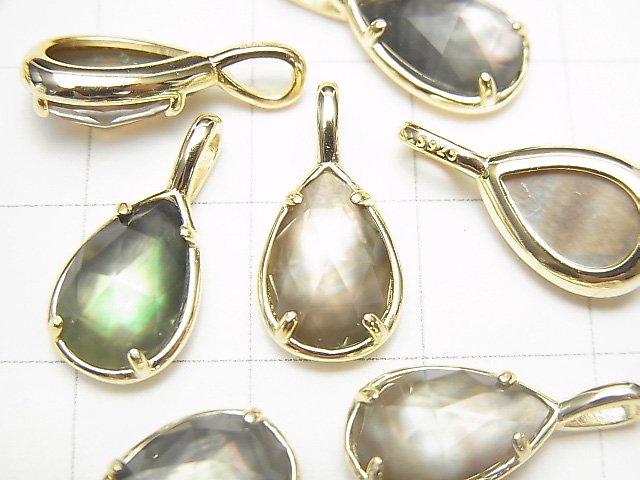 [Video] Black Shell x Crystal AAA Bezel Setting Faceted Pear Shape 12x8mm 18KGP 1pc