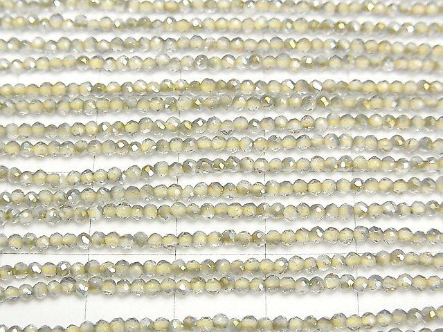 [Video] High Quality! Topaz AAA Faceted Round 2mm Yellow Coating 1strand beads (aprx.15inch / 37cm)