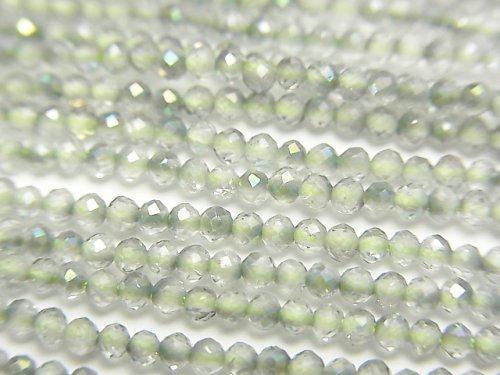 [Video] High Quality! Topaz AAA Faceted Round 2mm Green Coating 1strand beads (aprx.15inch / 37cm)