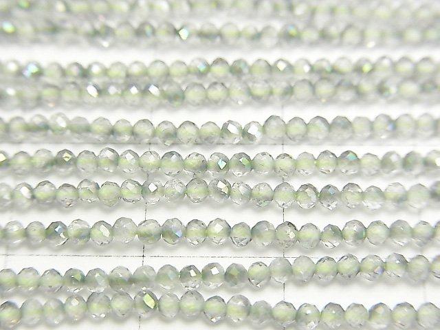 [Video] High Quality! Topaz AAA Faceted Round 2mm Green Coating 1strand beads (aprx.15inch / 37cm)
