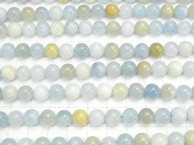 [Video] Multicolor Aquamarine AA Round 8mm 1strand beads (aprx.15inch / 38cm)
