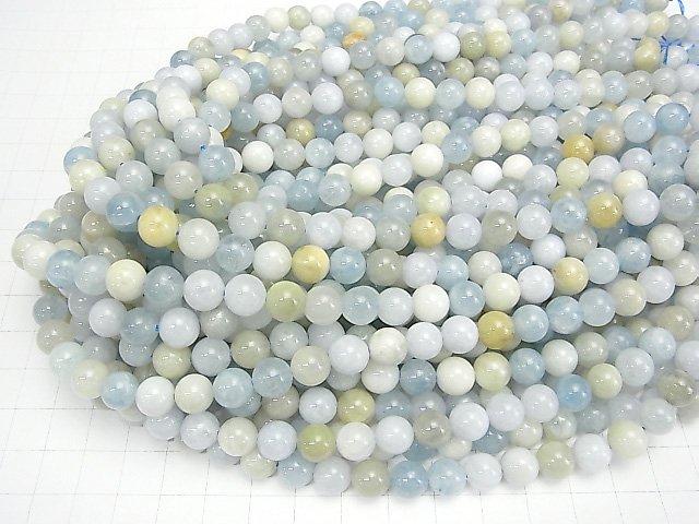 [Video] Multicolor Aquamarine AA Round 8mm 1strand beads (aprx.15inch / 38cm)