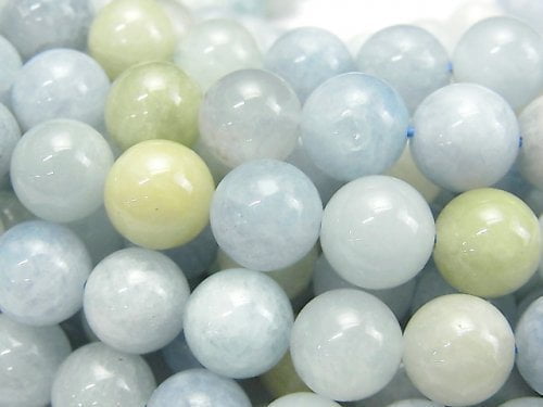 [Video] Multicolor Aquamarine AA Round 10mm half or 1strand beads (aprx.15inch/36cm)