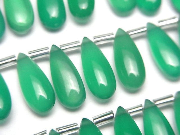 [Video]High Quality Green Onyx AAA Pear shape (Smooth) 15x6mm half or 1strand (18pcs )