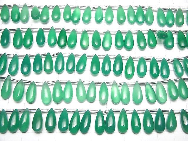 [Video]High Quality Green Onyx AAA Pear shape (Smooth) 15x6mm half or 1strand (18pcs )