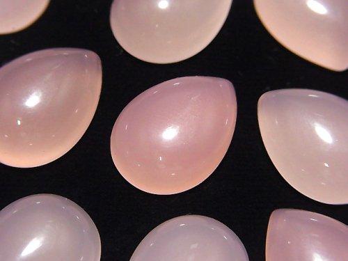 [Video] High Quality Pink Chalcedony AAA Pear shape Cabochon 18x13mm 1pc