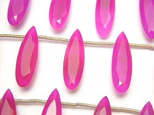 [Video] High Quality Fuchsia Pink Chalcedony AAA Pear shape Faceted 20x6mm 1strand (8pcs)