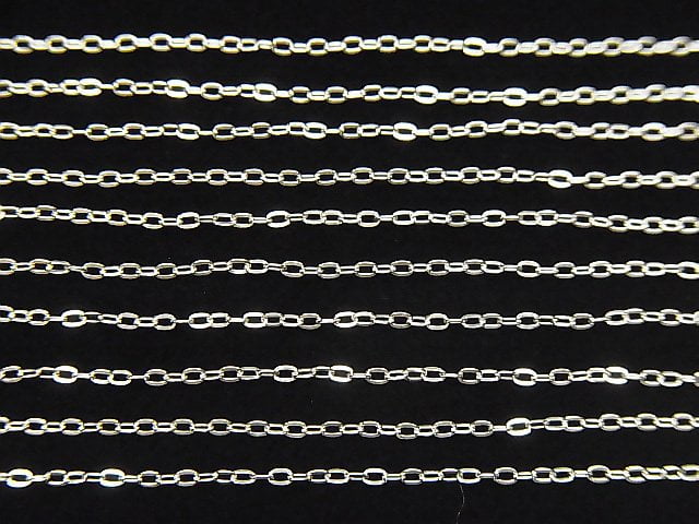 Silver925 Flat Cable Chain 1mm Rhodium Plated 10cm