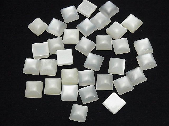 [Video]White Moonstone AAA- Square Cabochon 10x10mm 2pcs