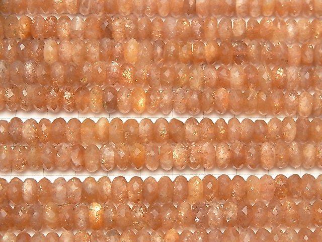 [Video] High Quality! Sunstone AAA- Faceted Button Roundel 8x8x4mm half or 1strand beads (aprx.15inch / 38cm)