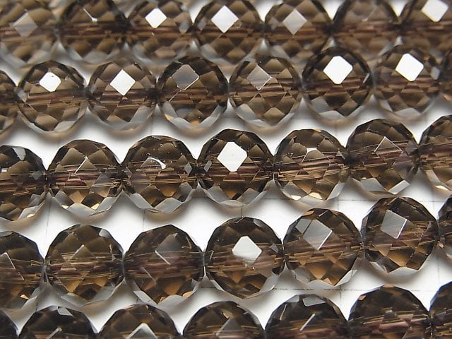 [Video] High Quality! Smoky Quartz AAA 64Faceted Round 8mm half or 1strand beads (aprx.15inch/37cm)