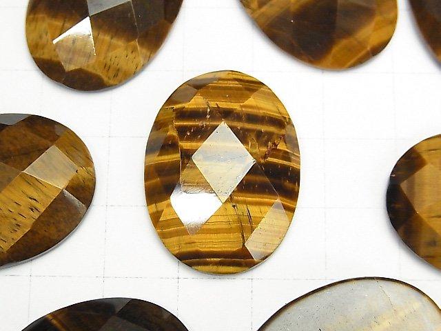 [Video] Yellow Tiger's Eye AAA Oval Faceted Cabochon 30x22mm 1pc