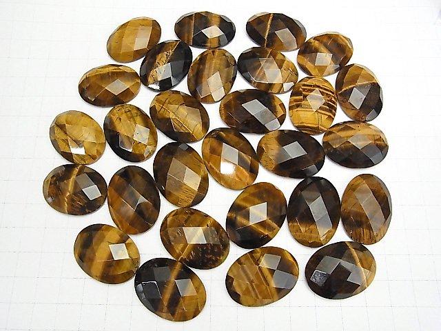 [Video] Yellow Tiger's Eye AAA Oval Faceted Cabochon 30x22mm 1pc