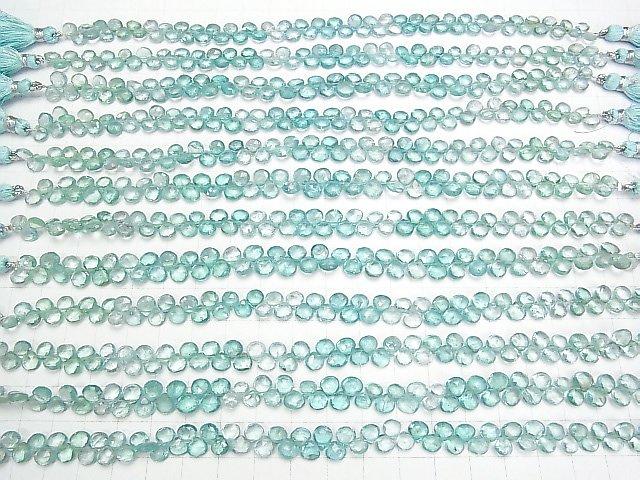 [Video] High Quality Blue Apatite AA++ Chestnut Faceted Briolette Color Gradation half or 1strand beads (aprx.7inch / 18cm)