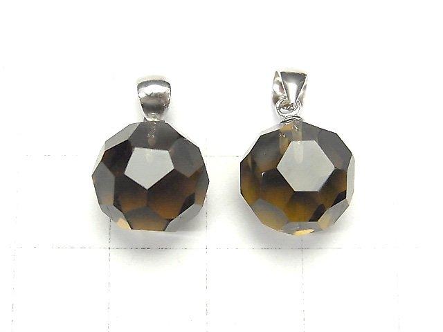 [Video] Smoky Quartz AAA "Buckyball" Faceted Round 12mm Pendant Silver925 1pc