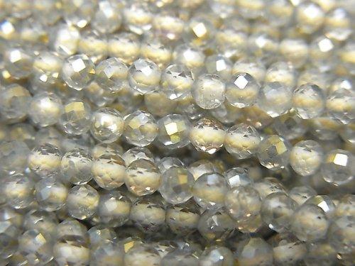 [Video] High Quality! Topaz AAA Faceted Round 3mm Yellow Coating 1strand beads (aprx.15inch / 37cm)