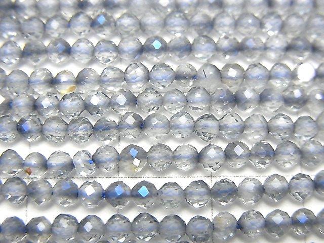 [Video] High Quality! Topaz AAA Faceted Round 3mm Blue Coating 1strand beads (aprx.15inch / 37cm)
