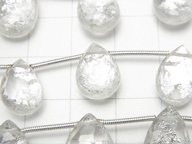 [Video] Triplet Crystal AAA Pear shape Faceted Briolette Silver 1strand beads (aprx.7inch / 18cm)