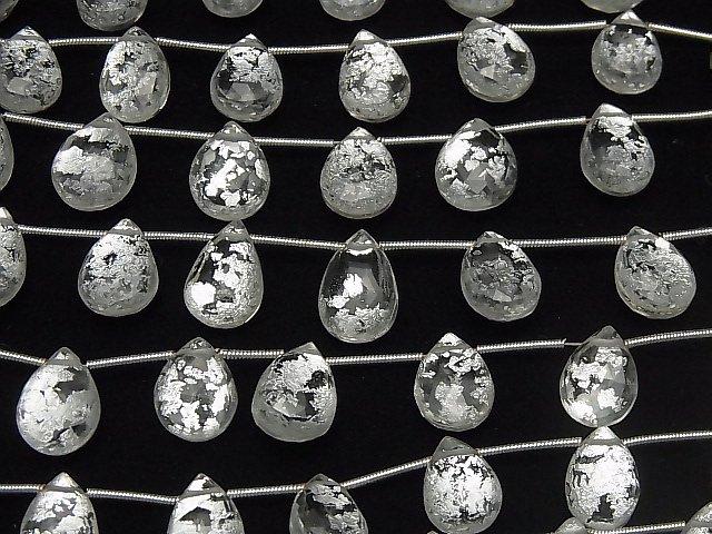 [Video] Triplet Crystal AAA Pear shape Faceted Briolette Silver 1strand beads (aprx.7inch / 18cm)
