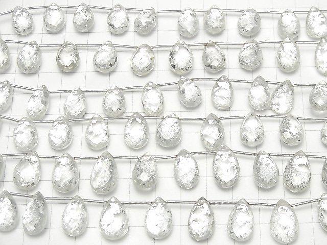 [Video] Triplet Crystal AAA Faceted Pear Shape Silver 1strand beads (aprx.7inch / 18cm)