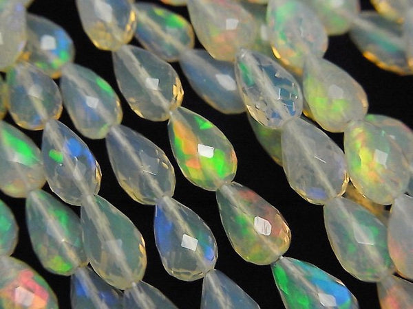 [Video]High Quality Ethiopia Opal AAA Vertical Hole Faceted Drop half or 1strand beads (aprx.15inch/38cm)