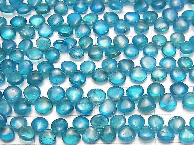 [Video]High Quality Neon Blue Apatite AA++ Chestnut (Smooth) half or 1strand beads (aprx.7inch/18cm)