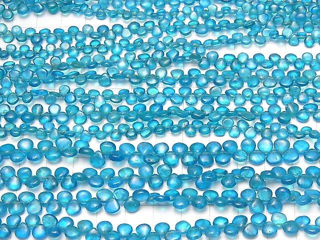 [Video] High Quality Neon Blue Apatite AAA- Chestnut (Smooth) half or 1strand beads (aprx.7inch / 18cm)
