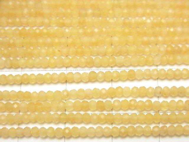 [Video] High Quality! Yellow Jade Faceted Button Roundel 2x2x1.5mm 1strand beads (aprx.15inch / 38cm)