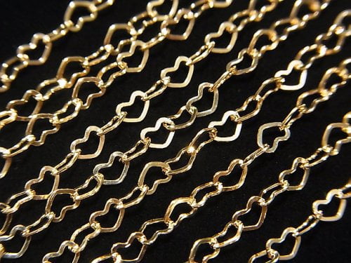 12KGF Flat Heart Cable Chain 4.2x2.9mm 10cm