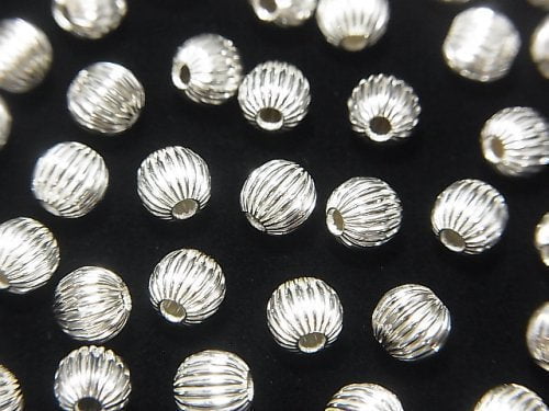 Silver925 Line Carved Round (corrugate beads) [3mm][4mm][5mm][6mm] No.2 5pcs