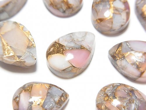 [Video]Copper Pink Opal AAA Pear shape Cabochon 14x10mm 2pcs