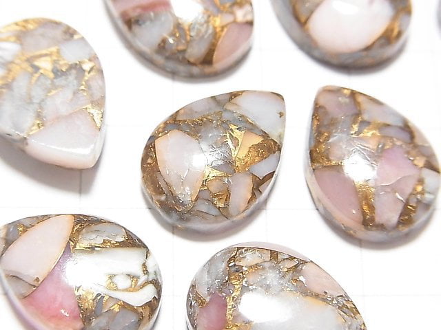 [Video] Copper Pink Opal AAA Pear shape Cabochon 18x13mm 2pcs