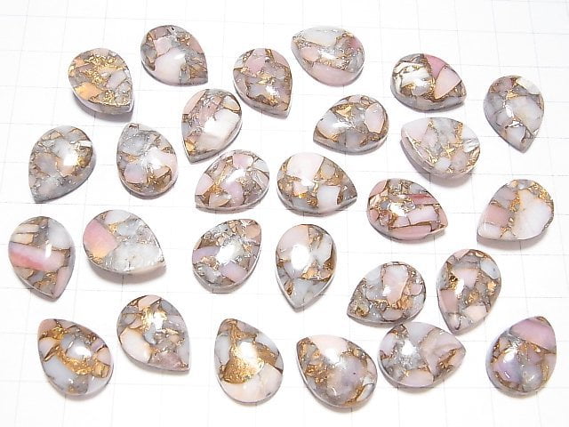 [Video] Copper Pink Opal AAA Pear shape Cabochon 18x13mm 2pcs