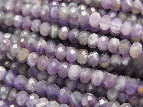[Video] High Quality! Amethyst A++ Faceted Button Roundel 5x5x3mm 1strand beads (aprx.15inch / 37cm)