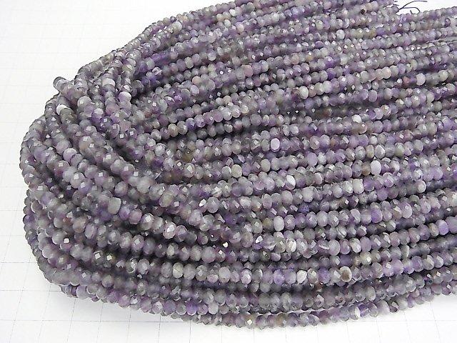 [Video] High Quality! Amethyst A++ Faceted Button Roundel 5x5x3mm 1strand beads (aprx.15inch / 37cm)