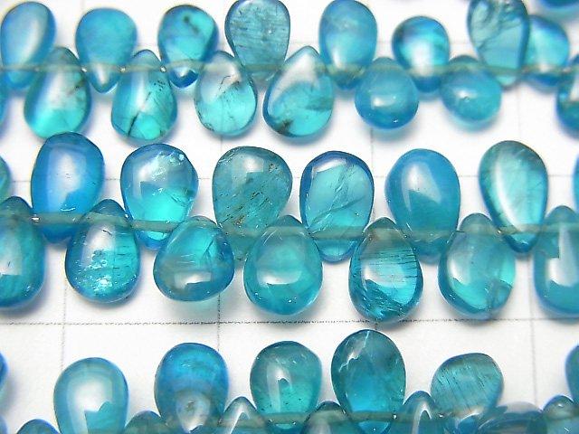 [Video] High Quality Neon Blue Apatite AA++ Pear shape (Smooth) half or 1strand beads (aprx.7inch / 18cm)