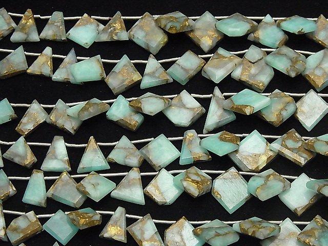 [Video] Copper Amazonite AAA Rough Slice Faceted 1strand (20pcs)