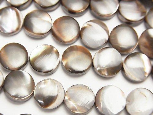 Mother of Pearl MOP Brown Coin 8x8x3.5mm 1strand beads (aprx.15inch / 38cm)