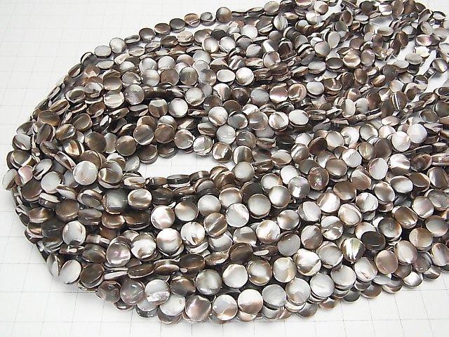 Mother of Pearl MOP Brown Coin 8x8x3.5mm 1strand beads (aprx.15inch / 38cm)